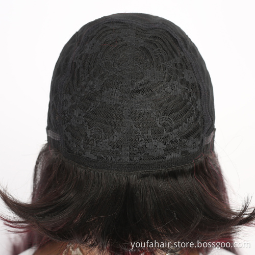 10A Grade Brazilian Raw 100% Human Hair No Lace Bangs Wigs Vendors Ombre 1B 99j Two Color Full Machine Made Wigs for Black Women